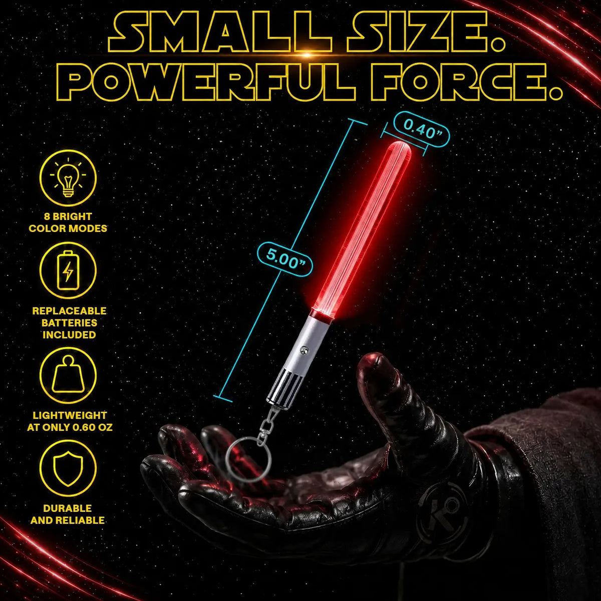 RGB Mini Lightsaber Keychain — 8 Color Modes