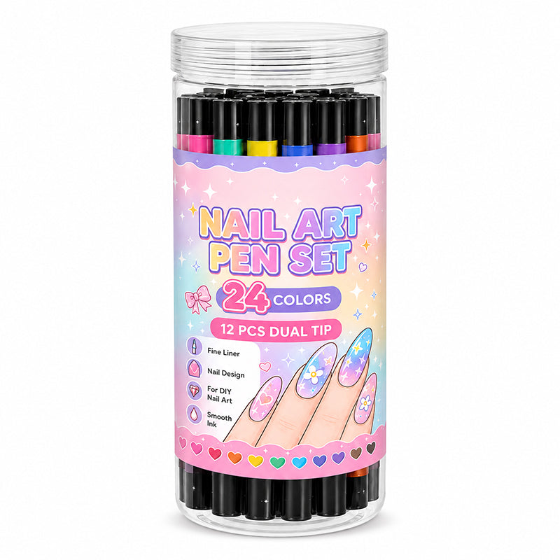 💅 24-Color Dual-Ended Nail Art Pens – Professional DIY Manicure Set 🎁