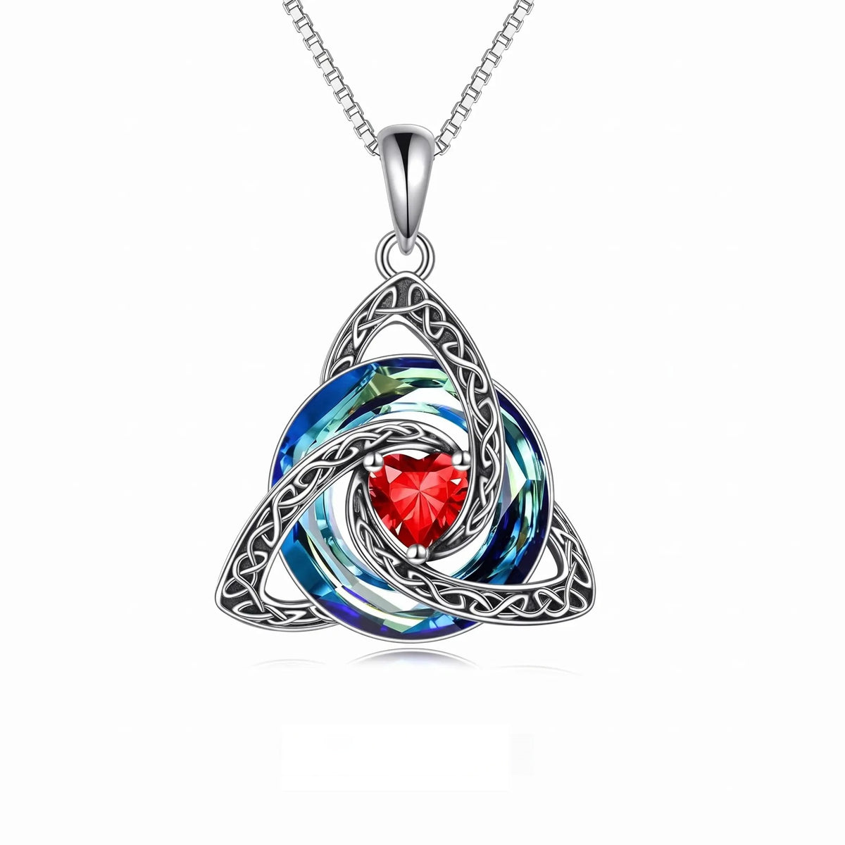 ZORVOSTORE Birthstone Celtic Knot Necklace for Women – Trinity Knot Triquetra Crystal Pendant, Irish & Scottish Inspired Jewelry Gift for Mom, Faith Love & Unity Symbol, Adjustable Chain