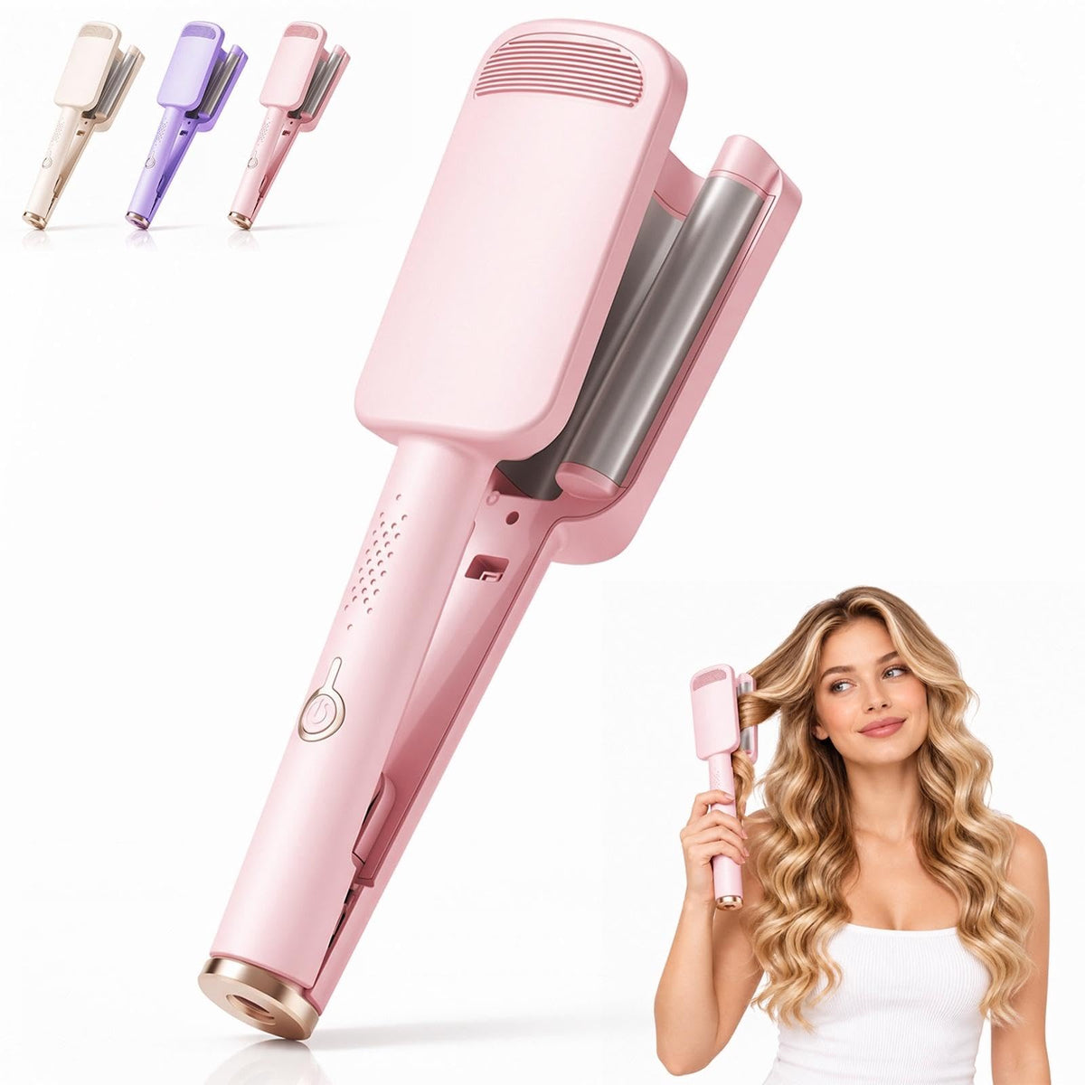 32mm Deep Wave Hair Curler, French Wave Curling Iron，Purple