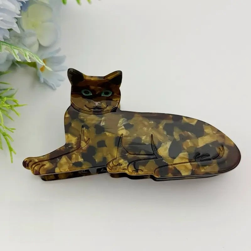 Zorvostore Black Magic Cat Yellow Eyes Double-Sided High Quality Plastic Hair Clip Claw for Women & Girls, Gift for Cat Lover, Premium Hair Accessory for Cat Mom, Wife, Her, Bestie, BFF