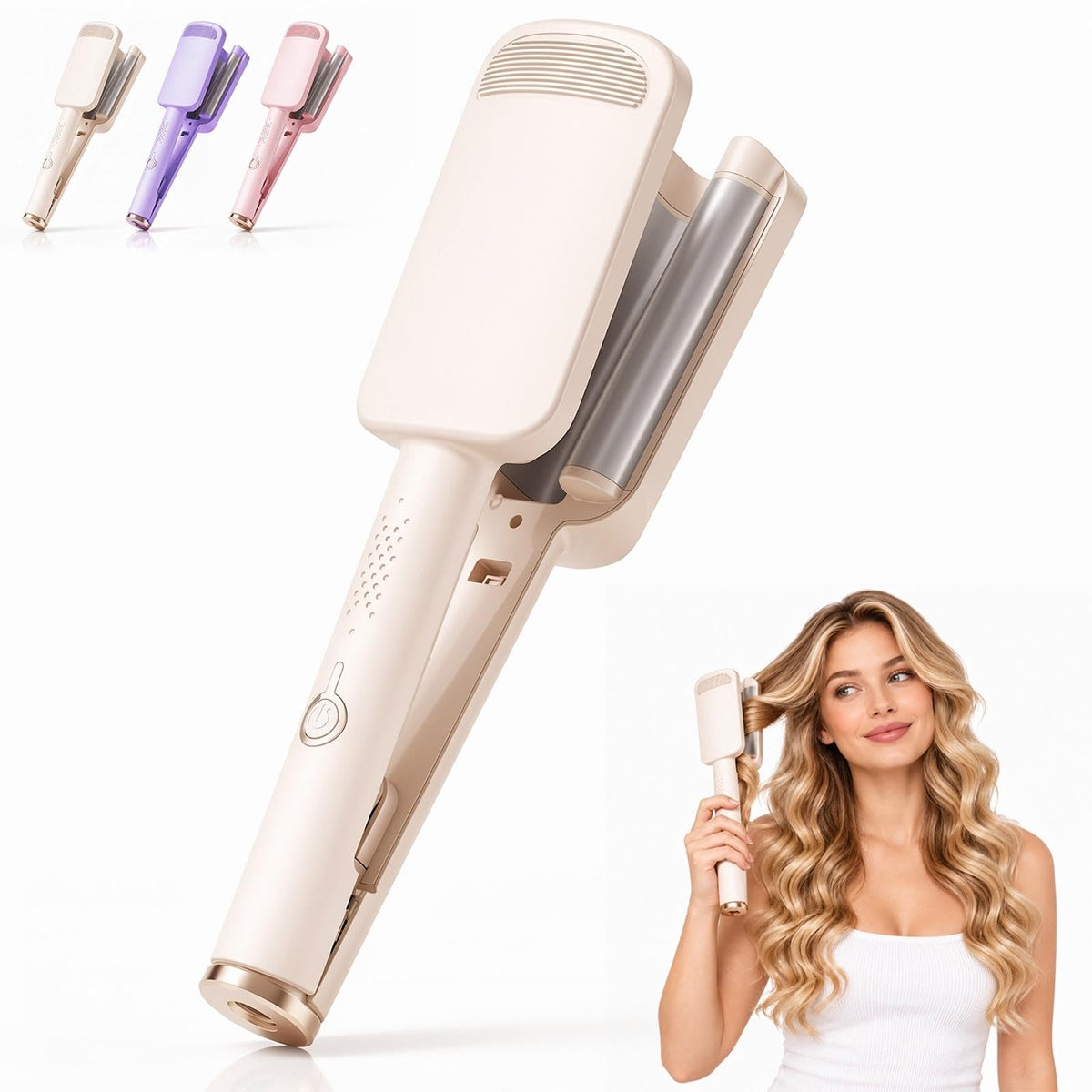 32mm Deep Wave Hair Curler, French Wave Curling Iron，Purple