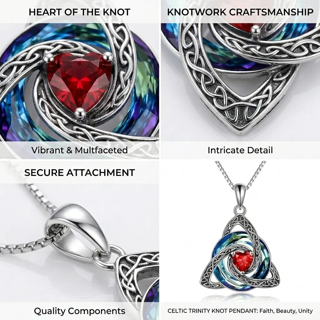 ZORVOSTORE Birthstone Celtic Knot Necklace for Women – Trinity Knot Triquetra Crystal Pendant, Irish & Scottish Inspired Jewelry Gift for Mom, Faith Love & Unity Symbol, Adjustable Chain