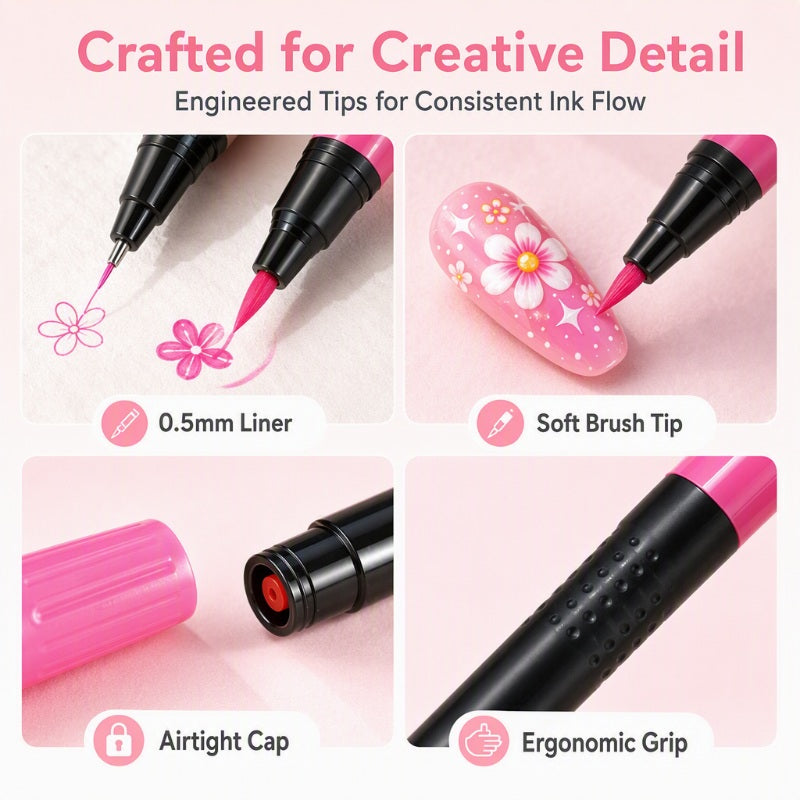 💅 24-Color Dual-Ended Nail Art Pens – Professional DIY Manicure Set 🎁