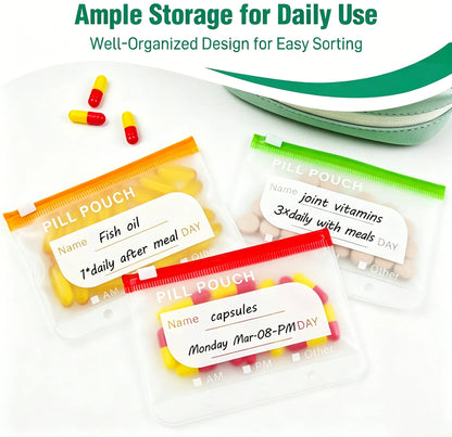❄️Summerfresh 50% OFF!💊14-Pouch Travel Medicine & Supplement Organiser – Removable Colour-Coded Zip Pouches with Binder Case