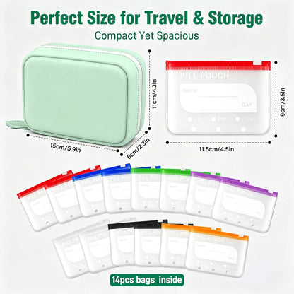 ❄️Summerfresh 50% OFF!💊14-Pouch Travel Medicine & Supplement Organiser – Removable Colour-Coded Zip Pouches with Binder Case