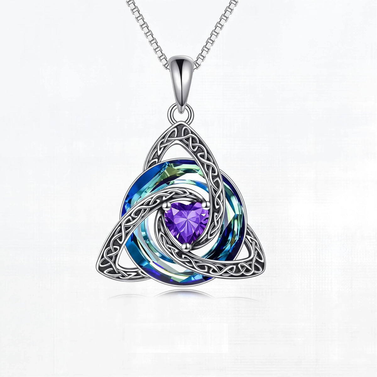 ZORVOSTORE Birthstone Celtic Knot Necklace for Women – Trinity Knot Triquetra Crystal Pendant, Irish & Scottish Inspired Jewelry Gift for Mom, Faith Love & Unity Symbol, Adjustable Chain