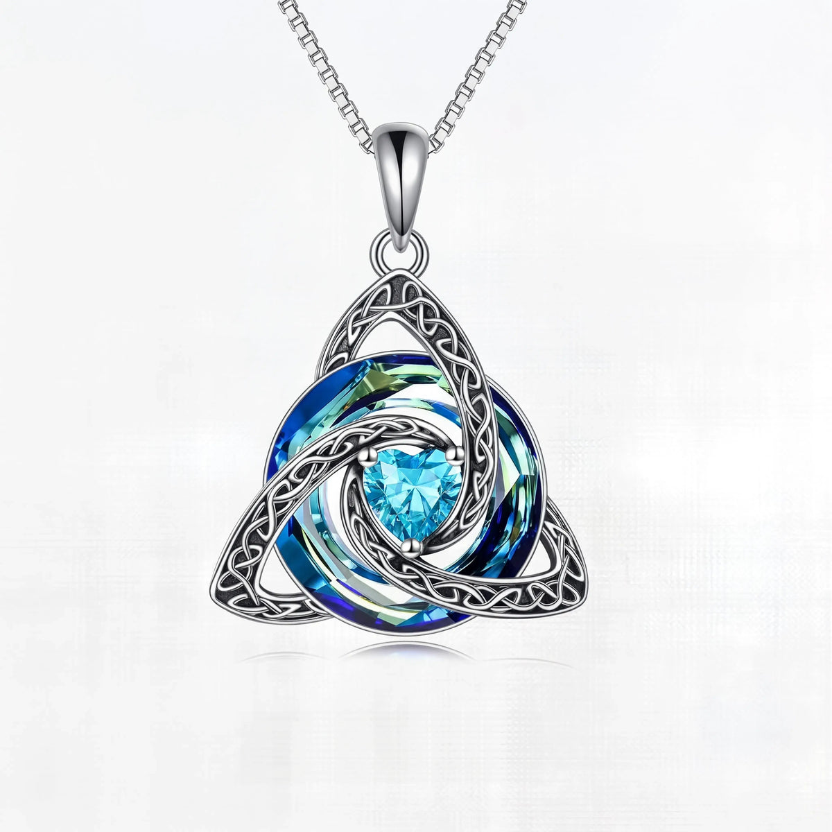 ZORVOSTORE Birthstone Celtic Knot Necklace for Women – Trinity Knot Triquetra Crystal Pendant, Irish & Scottish Inspired Jewelry Gift for Mom, Faith Love & Unity Symbol, Adjustable Chain