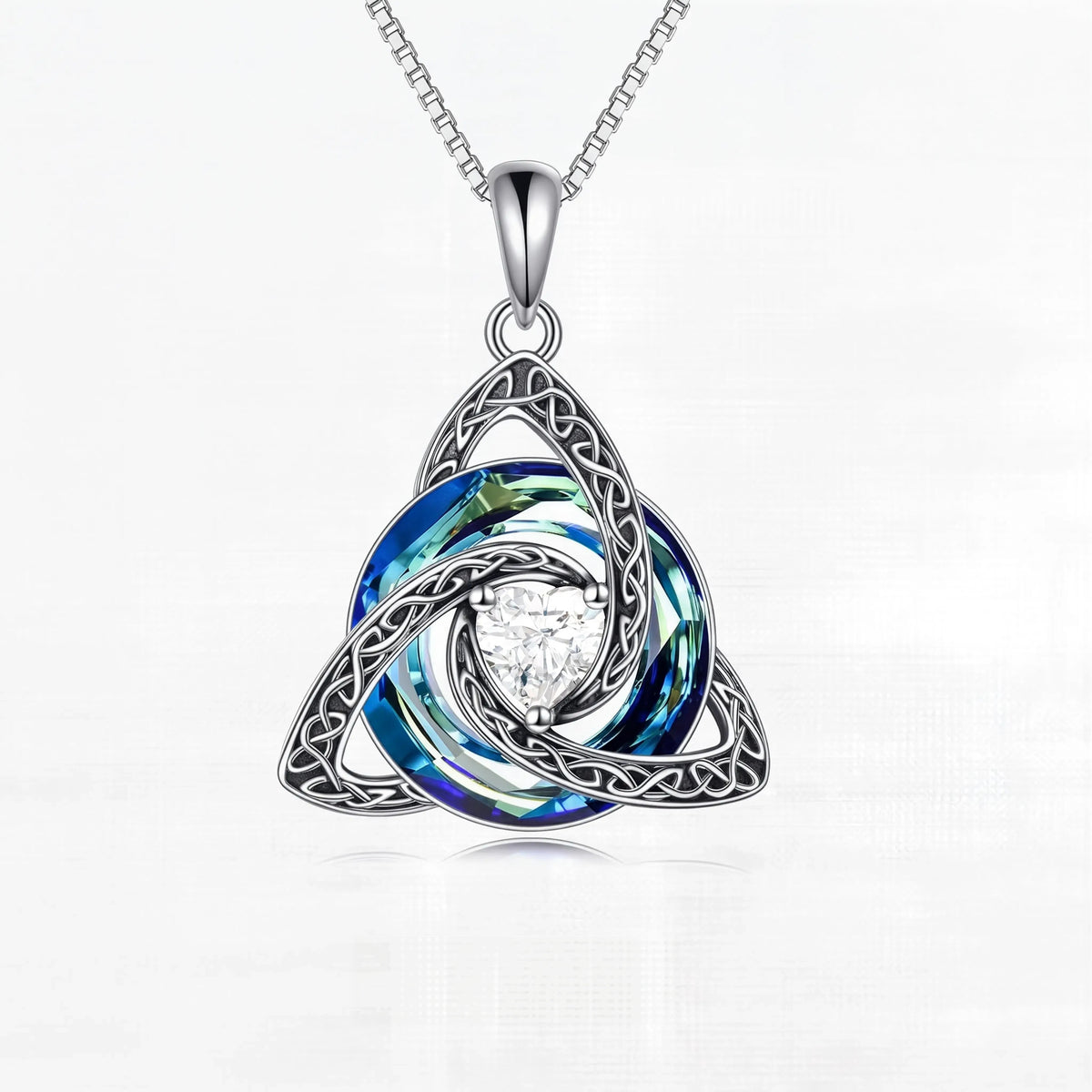 ZORVOSTORE Birthstone Celtic Knot Necklace for Women – Trinity Knot Triquetra Crystal Pendant, Irish & Scottish Inspired Jewelry Gift for Mom, Faith Love & Unity Symbol, Adjustable Chain