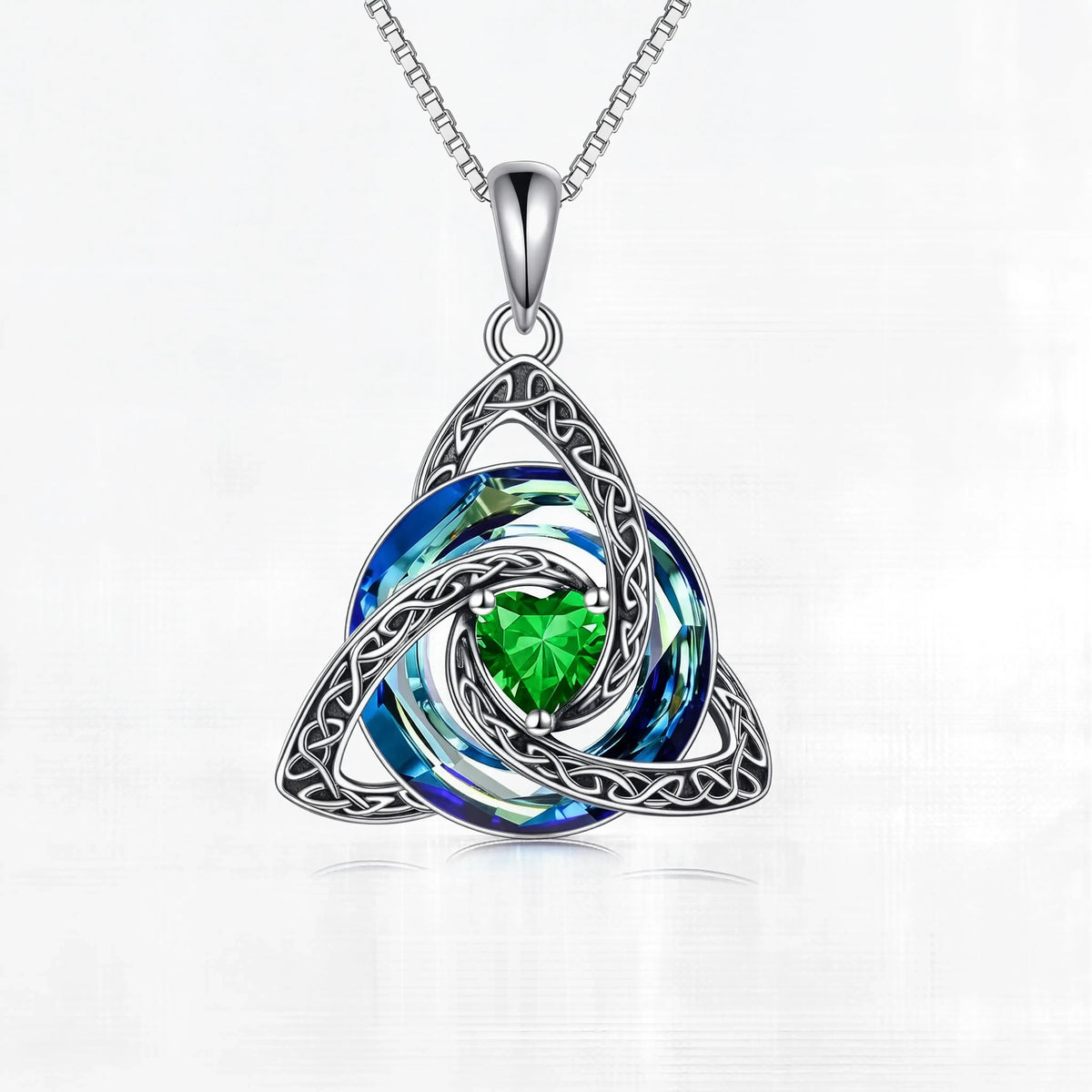 ZORVOSTORE Birthstone Celtic Knot Necklace for Women – Trinity Knot Triquetra Crystal Pendant, Irish & Scottish Inspired Jewelry Gift for Mom, Faith Love & Unity Symbol, Adjustable Chain