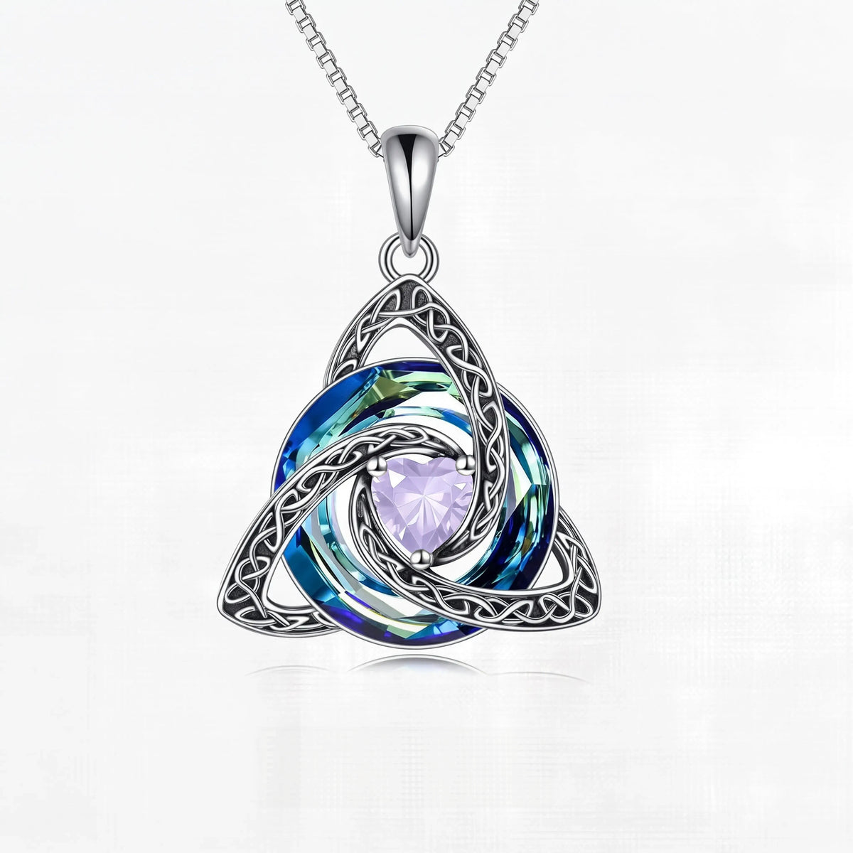 ZORVOSTORE Birthstone Celtic Knot Necklace for Women – Trinity Knot Triquetra Crystal Pendant, Irish & Scottish Inspired Jewelry Gift for Mom, Faith Love & Unity Symbol, Adjustable Chain