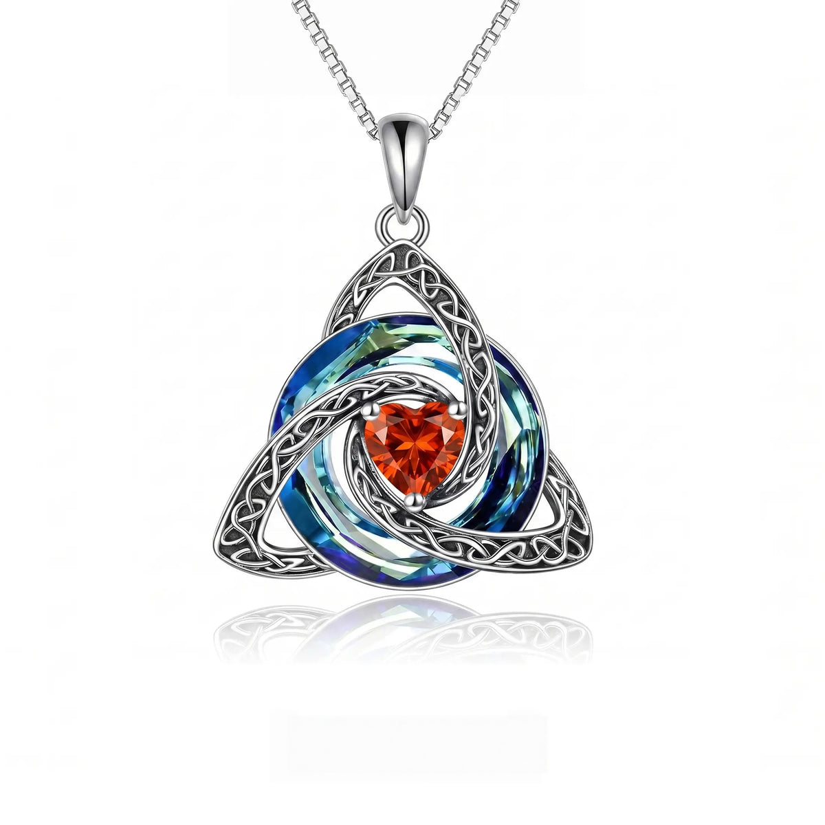 ZORVOSTORE Birthstone Celtic Knot Necklace for Women – Trinity Knot Triquetra Crystal Pendant, Irish & Scottish Inspired Jewelry Gift for Mom, Faith Love & Unity Symbol, Adjustable Chain