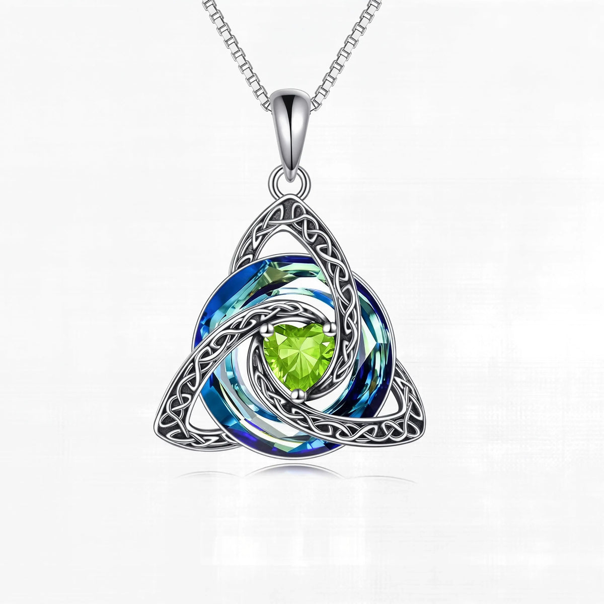 ZORVOSTORE Birthstone Celtic Knot Necklace for Women – Trinity Knot Triquetra Crystal Pendant, Irish & Scottish Inspired Jewelry Gift for Mom, Faith Love & Unity Symbol, Adjustable Chain