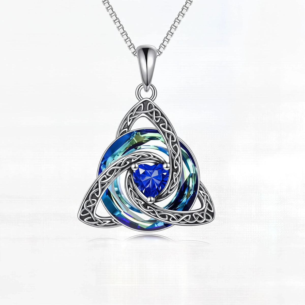 ZORVOSTORE Birthstone Celtic Knot Necklace for Women – Trinity Knot Triquetra Crystal Pendant, Irish & Scottish Inspired Jewelry Gift for Mom, Faith Love & Unity Symbol, Adjustable Chain