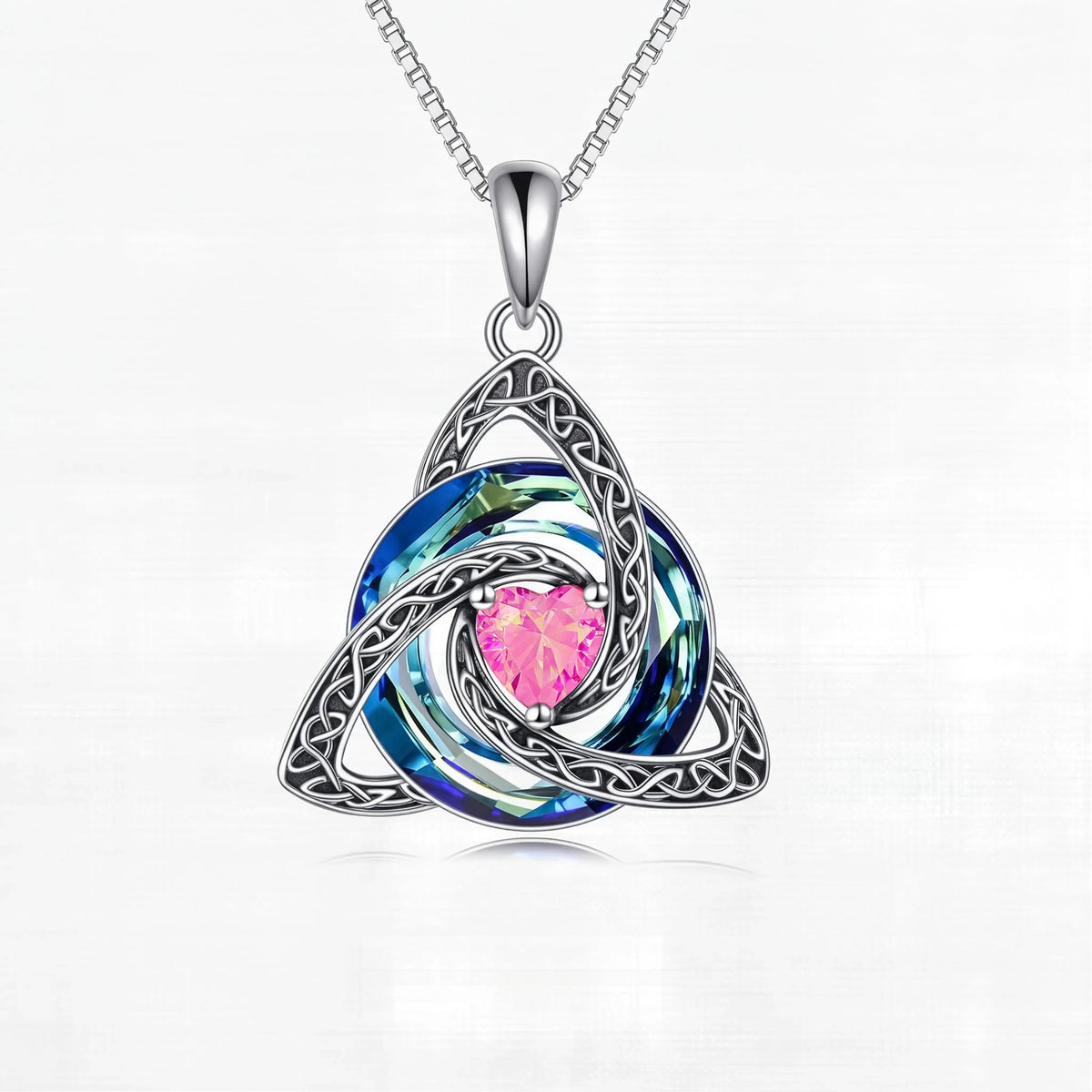 ZORVOSTORE Birthstone Celtic Knot Necklace for Women – Trinity Knot Triquetra Crystal Pendant, Irish & Scottish Inspired Jewelry Gift for Mom, Faith Love & Unity Symbol, Adjustable Chain