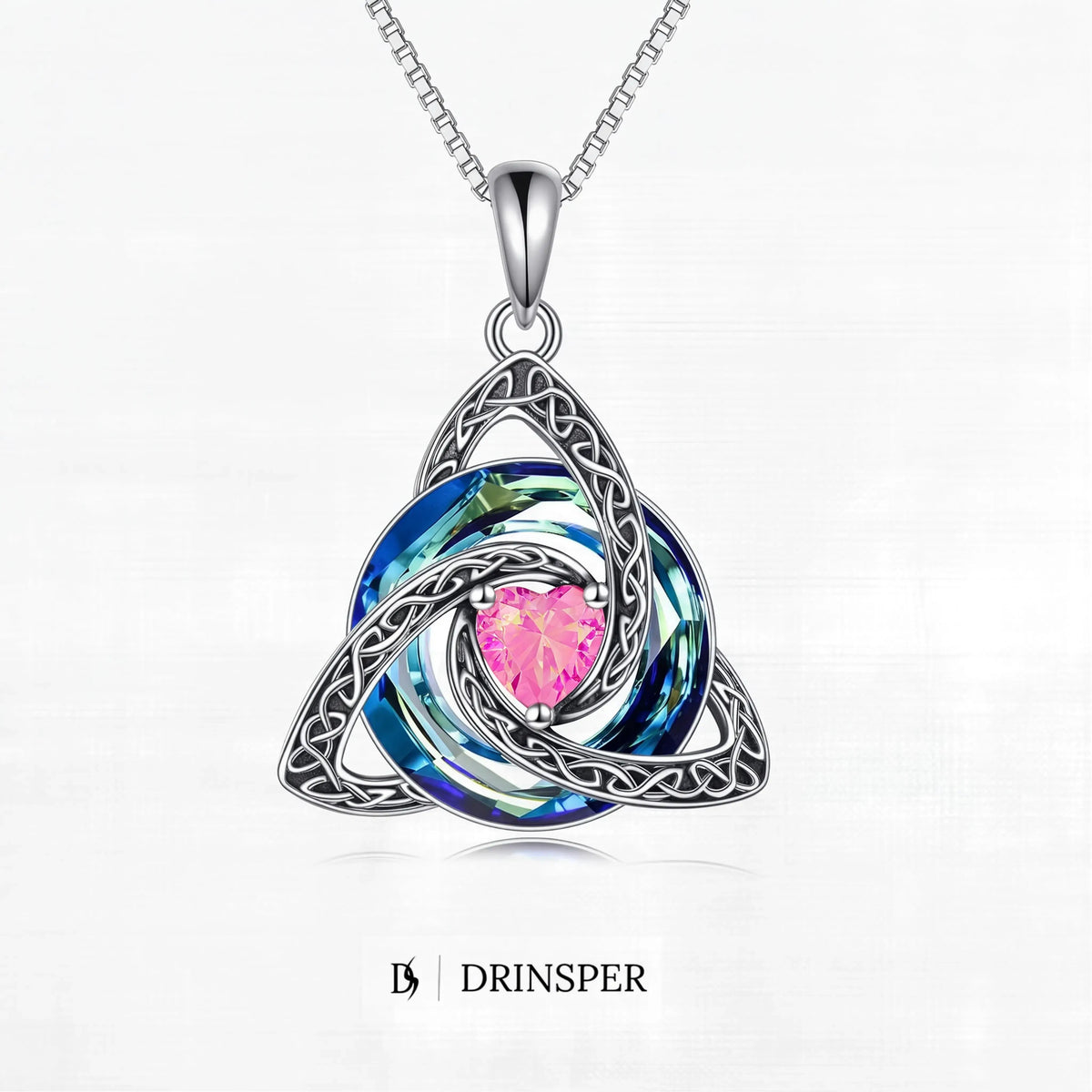 ZORVOSTORE Birthstone Celtic Knot Necklace for Women – Trinity Knot Triquetra Crystal Pendant, Irish & Scottish Inspired Jewelry Gift for Mom, Faith Love & Unity Symbol, Adjustable Chain