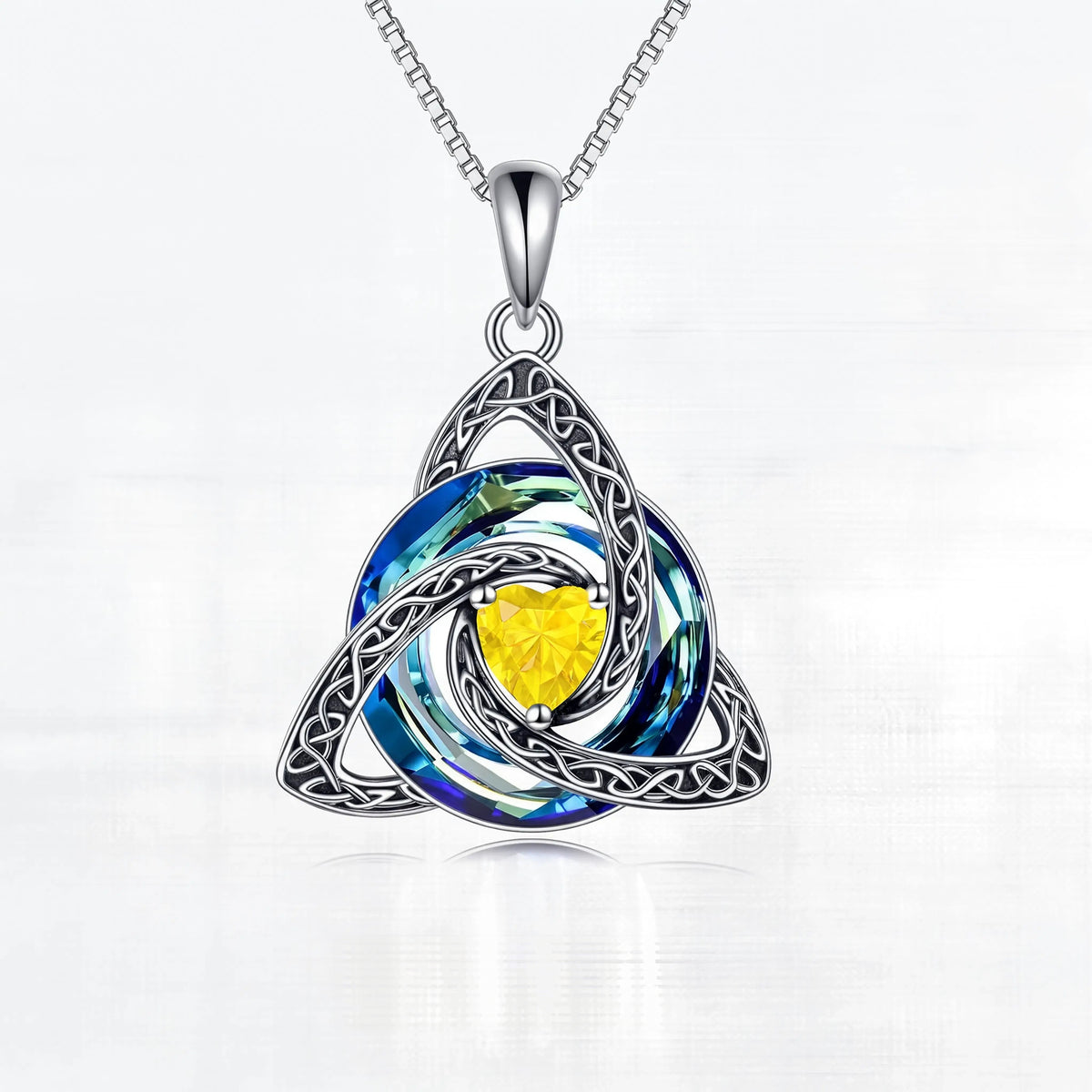 ZORVOSTORE Birthstone Celtic Knot Necklace for Women – Trinity Knot Triquetra Crystal Pendant, Irish & Scottish Inspired Jewelry Gift for Mom, Faith Love & Unity Symbol, Adjustable Chain