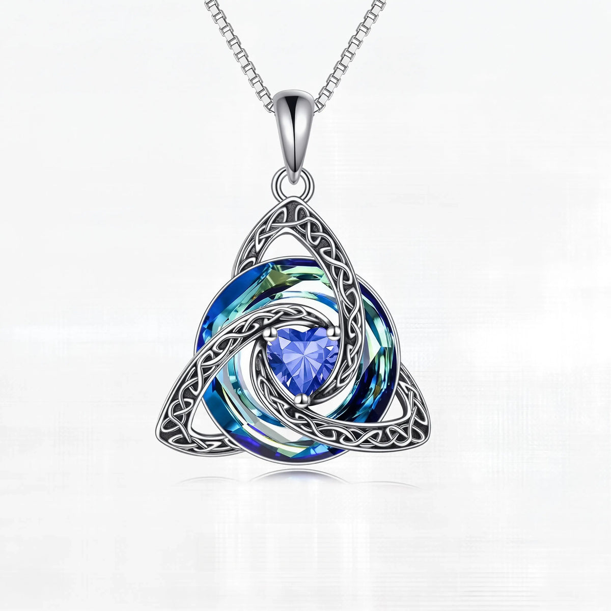 ZORVOSTORE Birthstone Celtic Knot Necklace for Women – Trinity Knot Triquetra Crystal Pendant, Irish & Scottish Inspired Jewelry Gift for Mom, Faith Love & Unity Symbol, Adjustable Chain